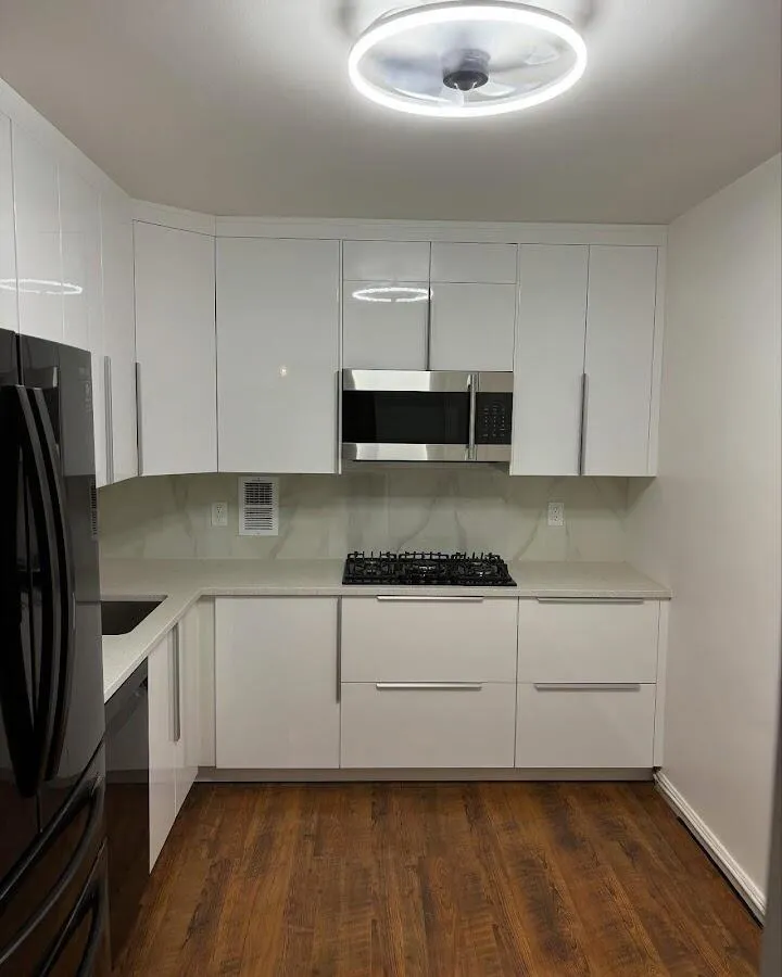 Renovated kitchen with quartz countertops in Newport
